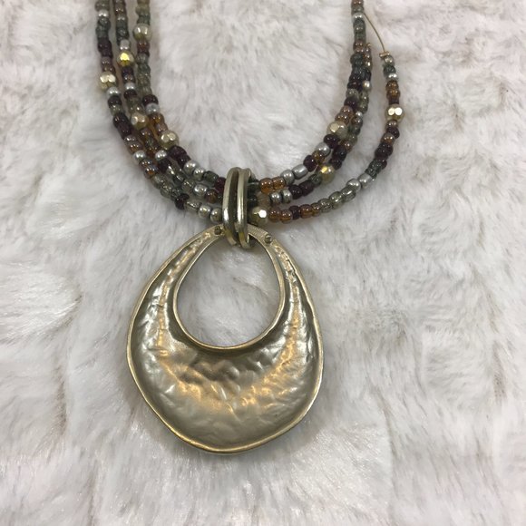 Multi Strand invisible Tribal  Hammered Necklace - Picture 10 of 13